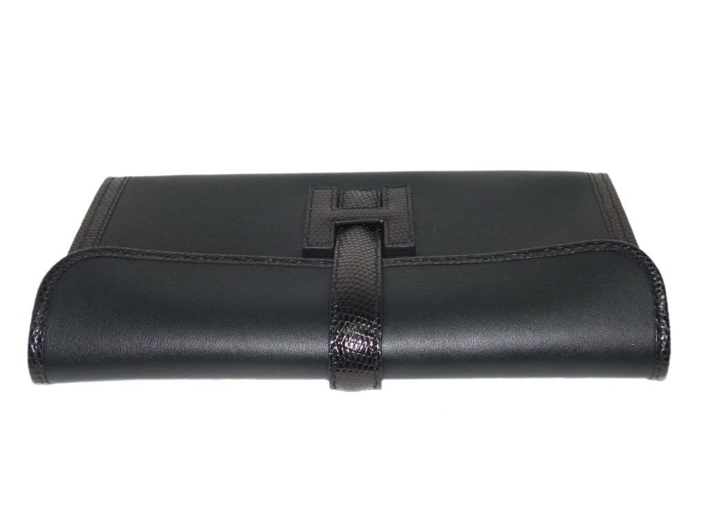 Hermes Jige Mini Clutch Black Swift Lizard Niloticus Duo