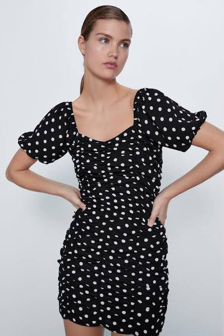 Zara Polkadot Ruched Dress Women s Fashion Dresses Sets