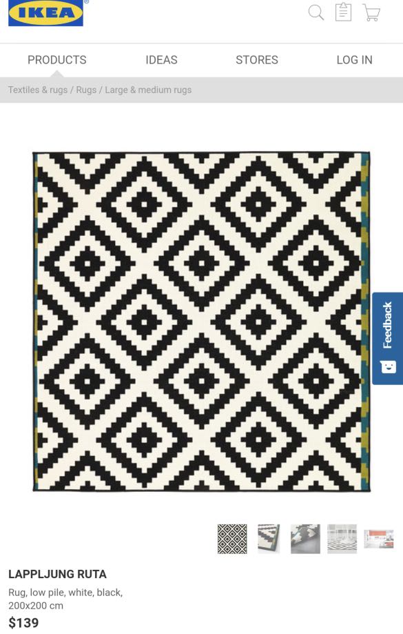 Ikea Geometric Carpet Rug Low Pile, Black And White Geometric Rug Ikea