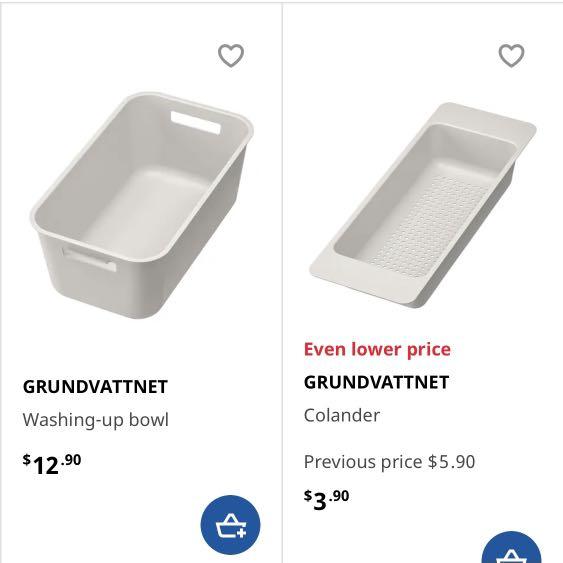 IKEA washing up bowl + corlander in grey (sink divider