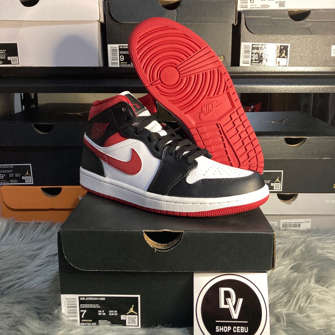 Jordan 1 Mid Gym Red, Men's Fashion