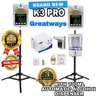 K3 ProThermometer, Digital Thermometer  with 700ml Alcohol Automatic Dispenser