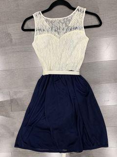 Lace and Navy Formal Party Dress