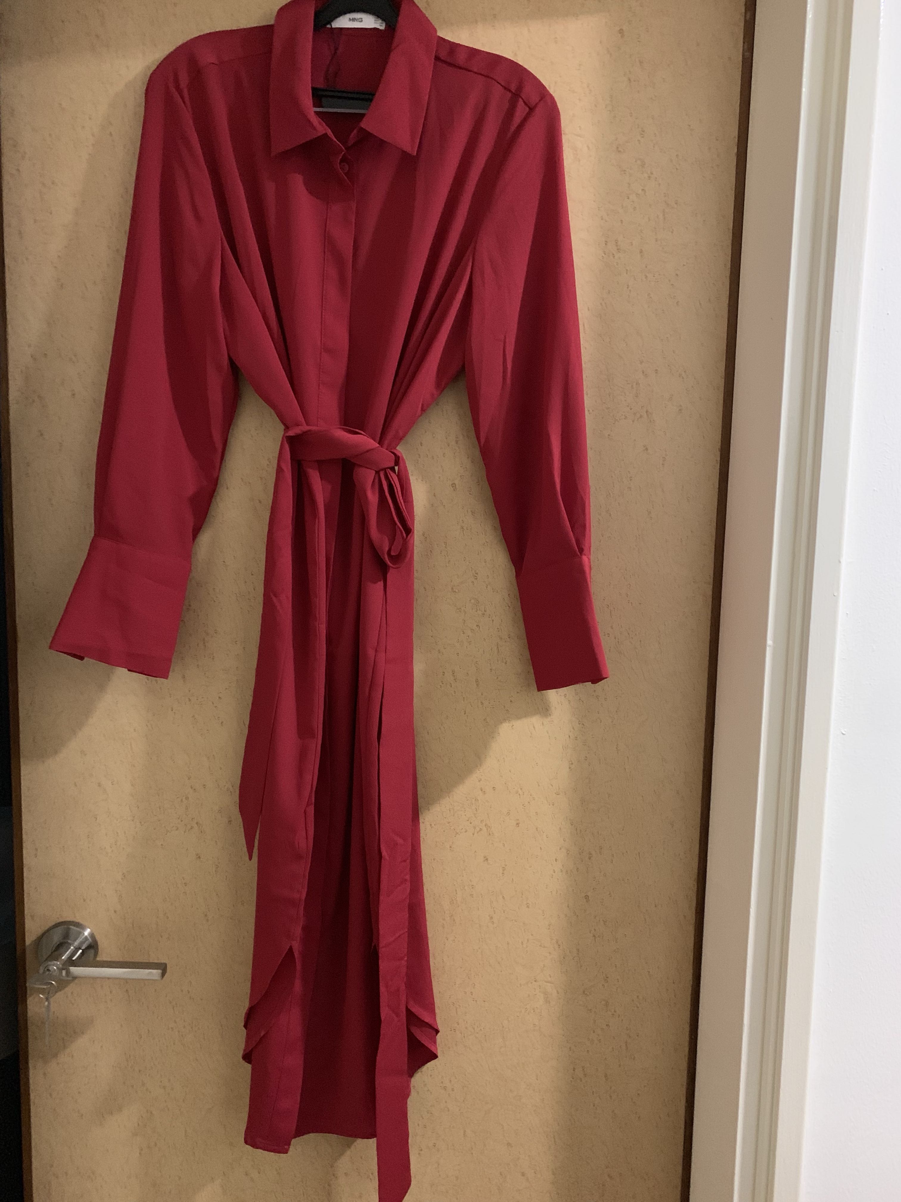 Mango Red Shirt Dress, Women's Fashion 