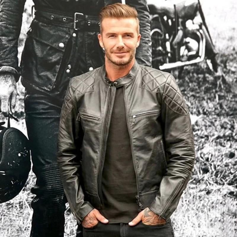 Men Jacket Genuine Leather black motorcycle motorbike jacket