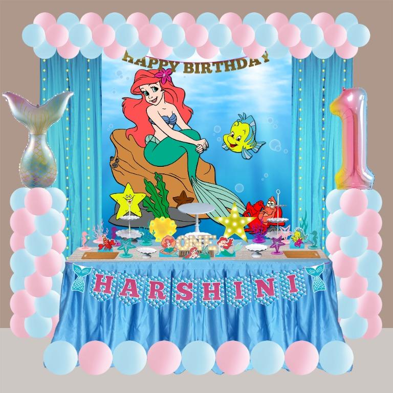 Mermaid Theme - Our Best Selling Curtain Backdrop Deluxe Party Package,  Hobbies & Toys, Stationery & Craft, Occasions & Party Supplies On Carousell