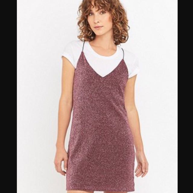 Monki Glitter Slip Dress Women s Fashion Dresses Sets Dresses on Carousell