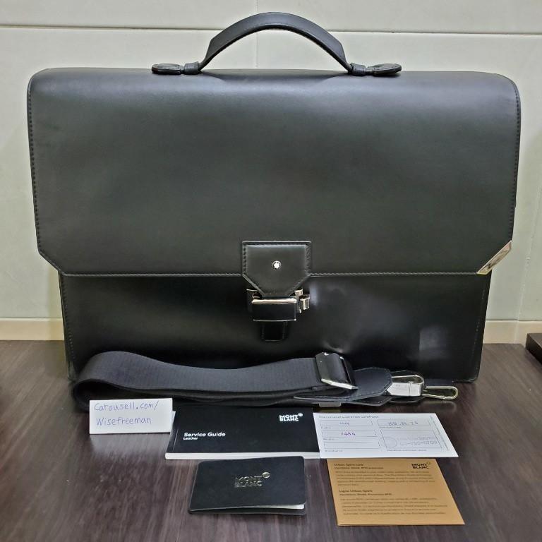 Montblanc leather briefcase clearance