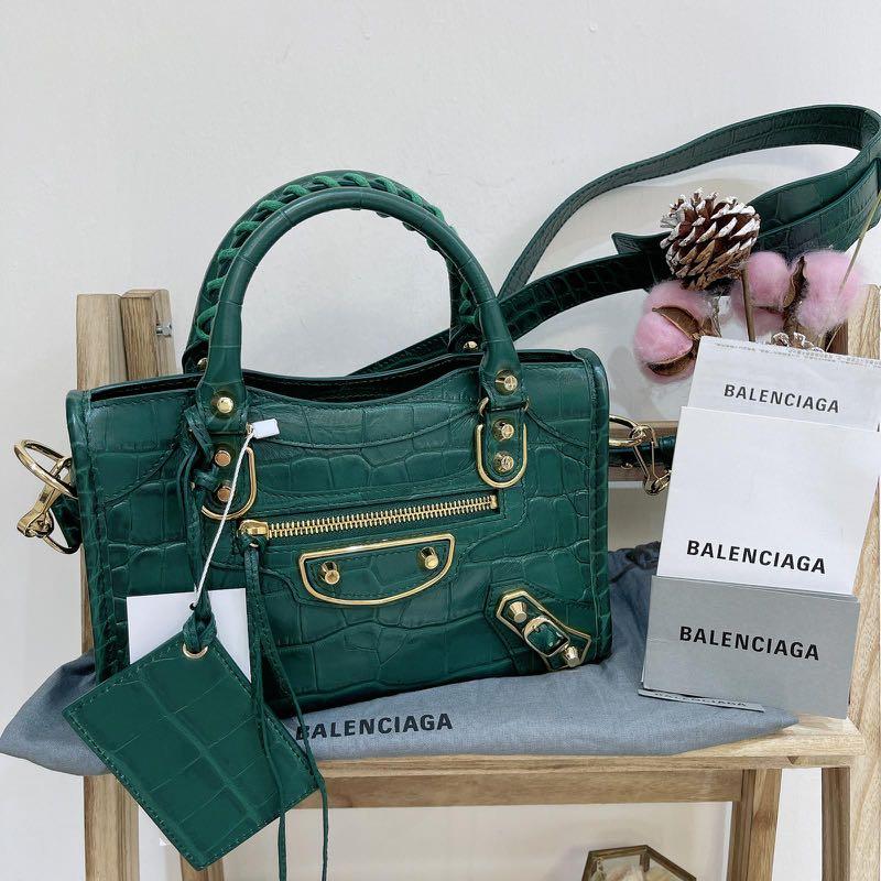 Authentic Balenciaga City Edge Embossed Leather in Green Gold Luxury, Bags & Wallets on Carousell
