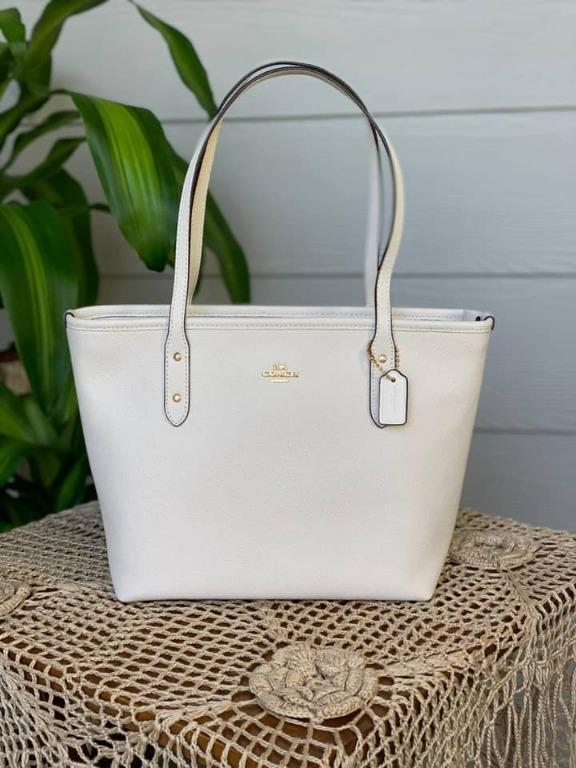 Coach city zip tote white sales