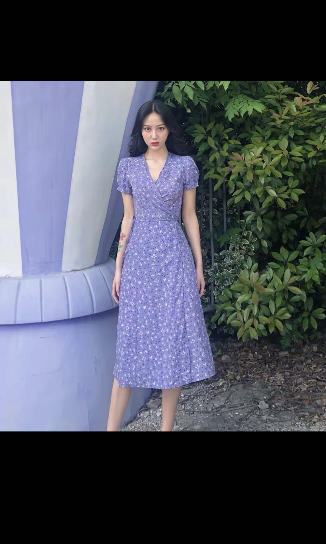 Purple floral midi dress Clearance