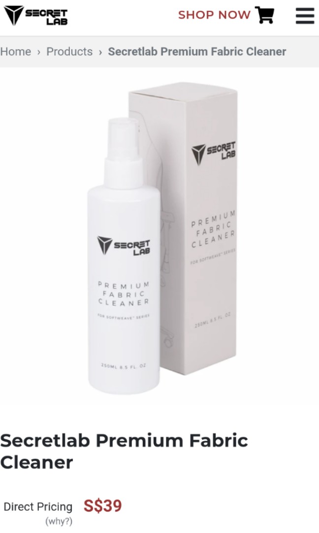 Secretlab Premium Fabric Cleaner, Furniture & Home Living, Furniture
