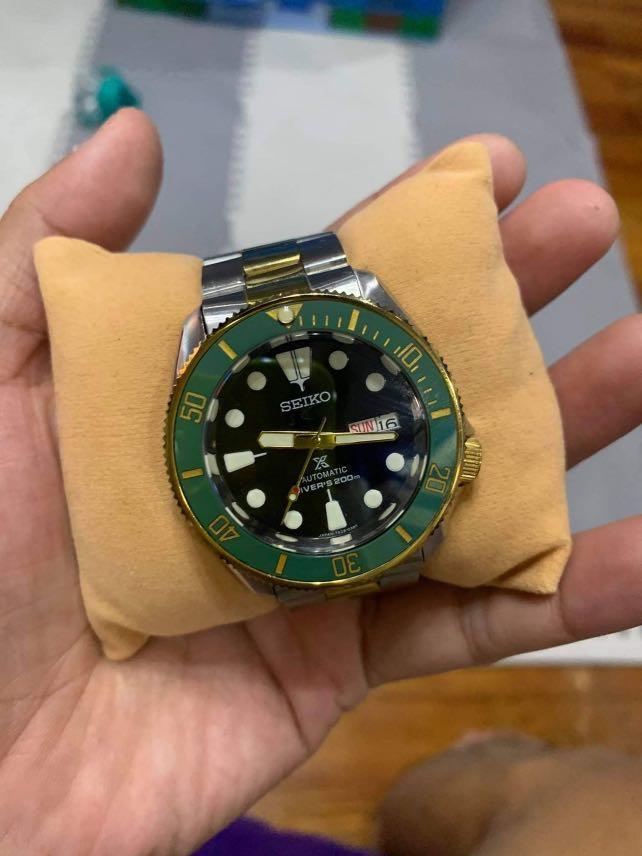 Seiko skx 007 fully modded green/gold, Men's Fashion, Watches &  Accessories, Watches on Carousell