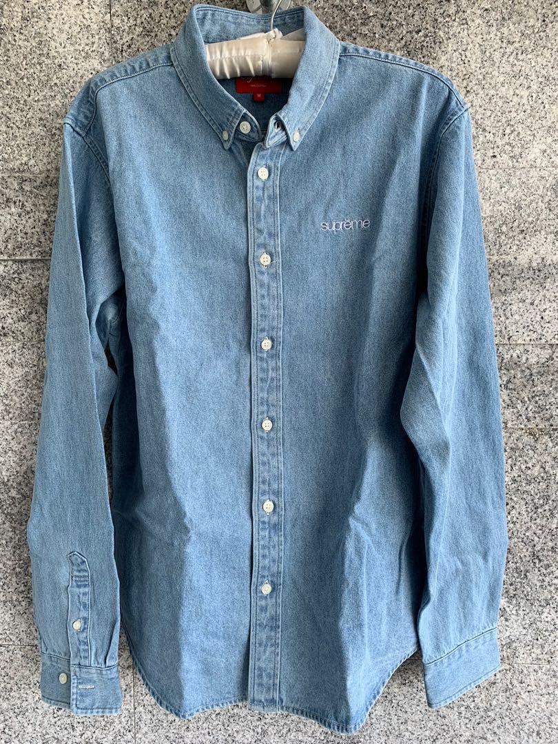 Supreme Denim Shirt Blue FW19, Men's Fashion, Tops & Sets, Tshirts