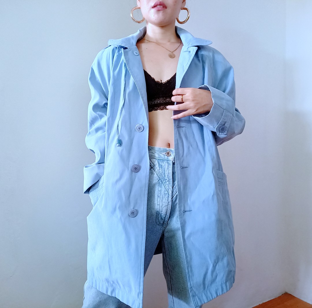 TANJAY LIGHT BLUE LONG JACKET WITH REMOVABLE HOOD