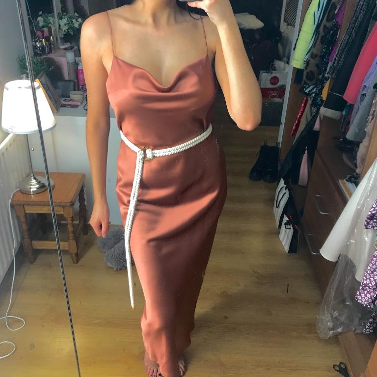 TOPSHOP Rope Belt Midi Slip Dress