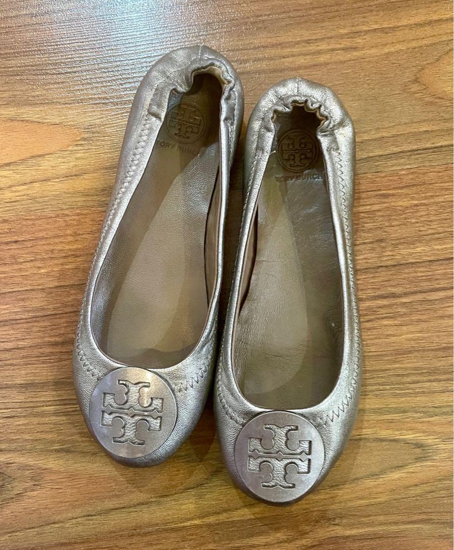 Tory burch metallic flats on sale
