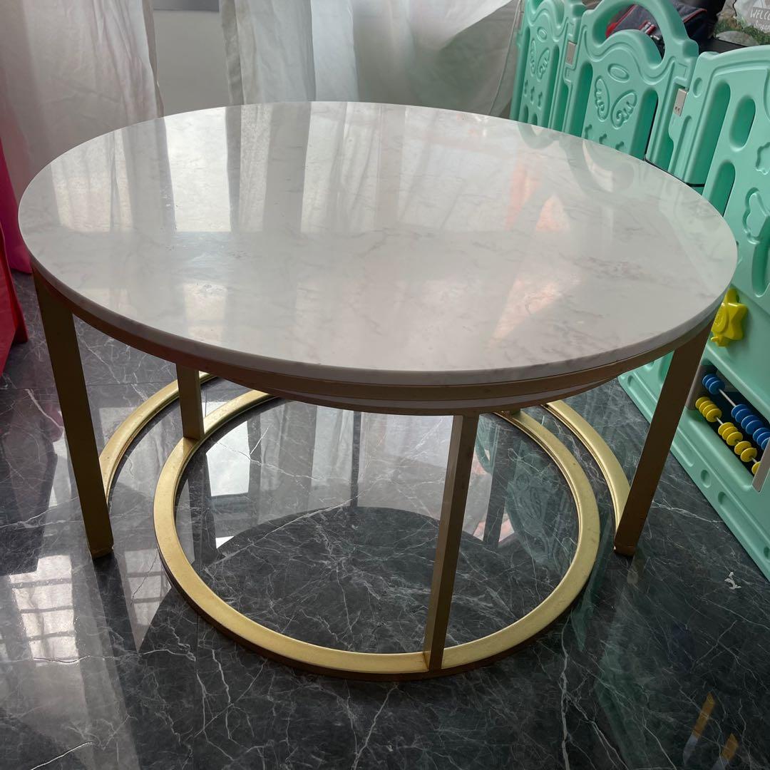 Used Round Coffee Table 2 pc, Furniture & Home Living, Furniture ...
