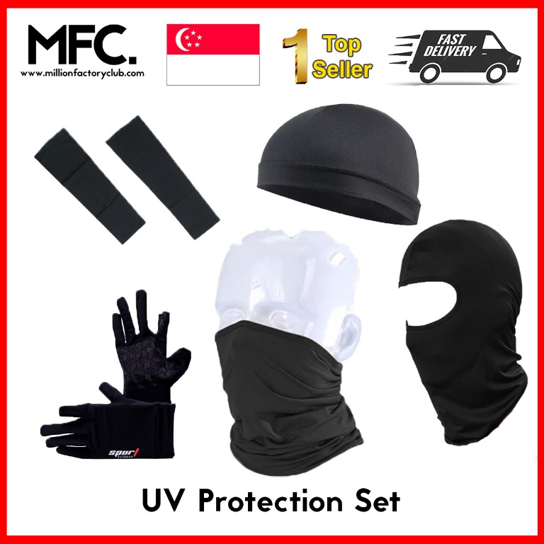 UV Protection Gear (Head Cover, Arm Sleeve Hand Sock, Glove, Full Face