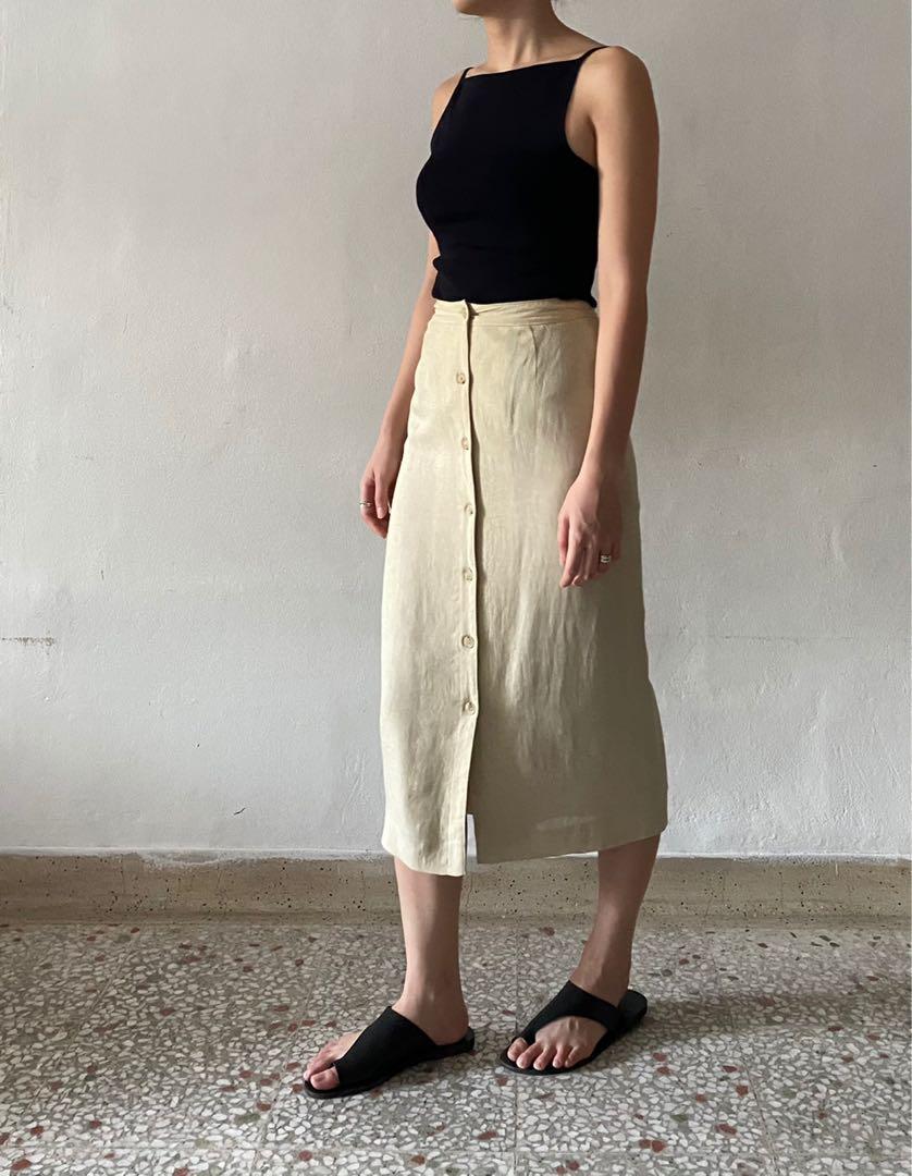 Vintage Button Up Midi Skirt