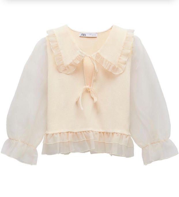 ZARA combination Knit Top, Women's Fashion, Tops, Blouses on Carousell