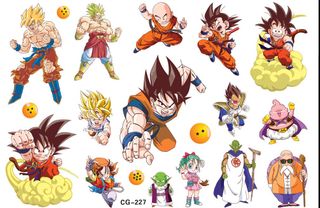 1 Sheet Dragon Ball Kids Cartoon Pattern Temporary Tattoo Stickers Printed on Water Transfer Paper 109x155mm63008986600449119