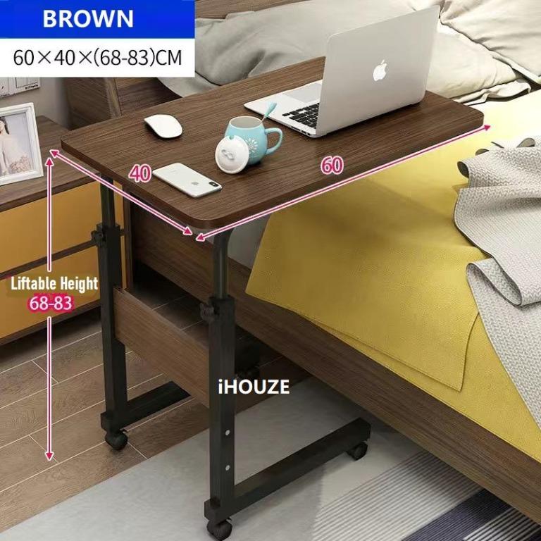 60cm Movable Laptop Table/ Computer Study Desk/ Bedside Bed Sofa Side ...
