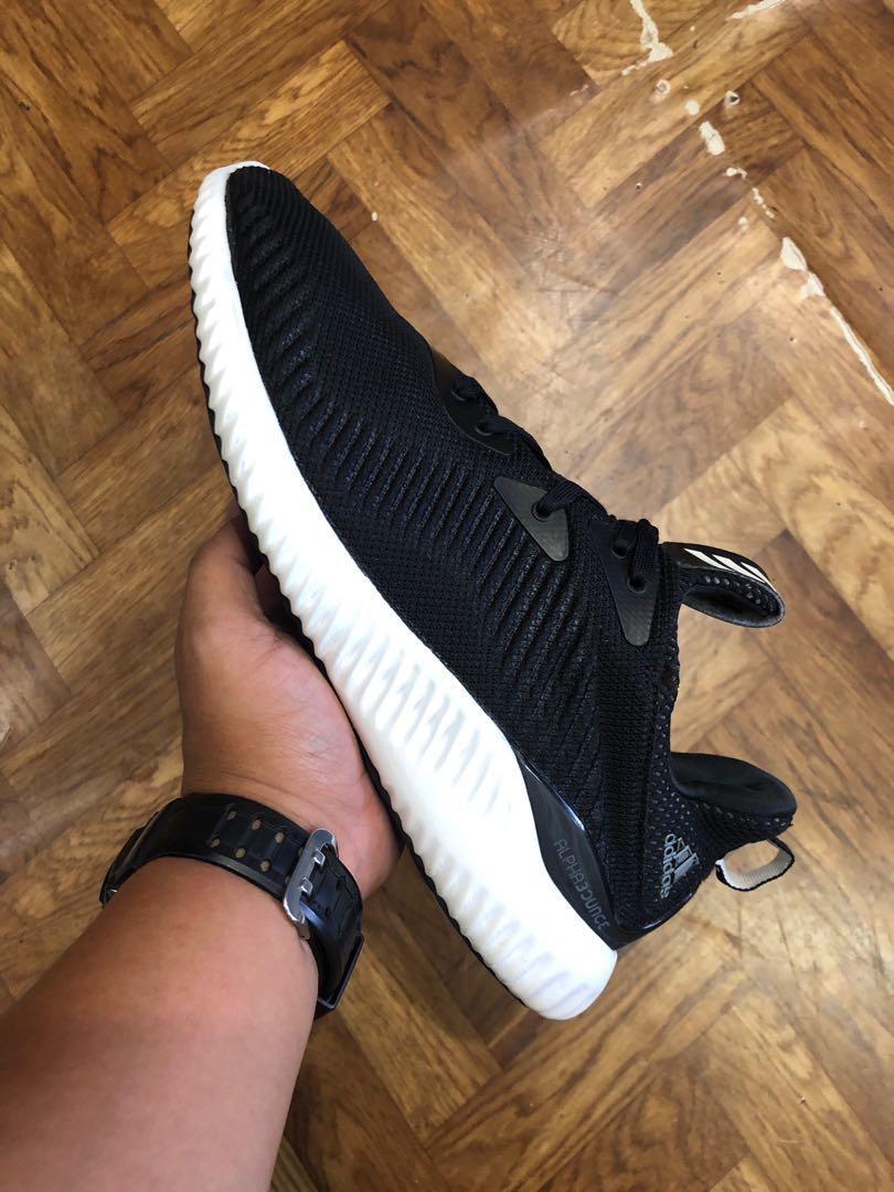 Adidas AlphaBounce Running Black White 9.5 US Men s Fashion Footwear Sneakers on Carousell