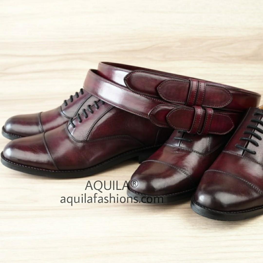Aquila shoes belt set hand patina, Men's Fashion, Footwear