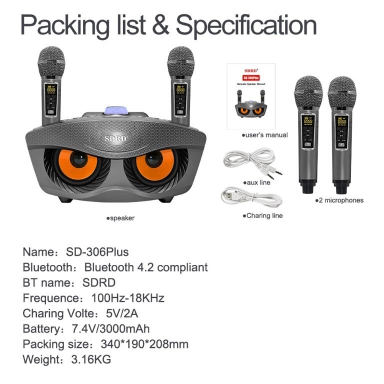 Authentic SDRD SD-306 PLUS & SD-306 Dual Bluetooth Wireless Microphones ...