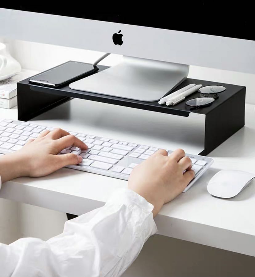 black monitor stand with storage space below, Furniture & Home Living