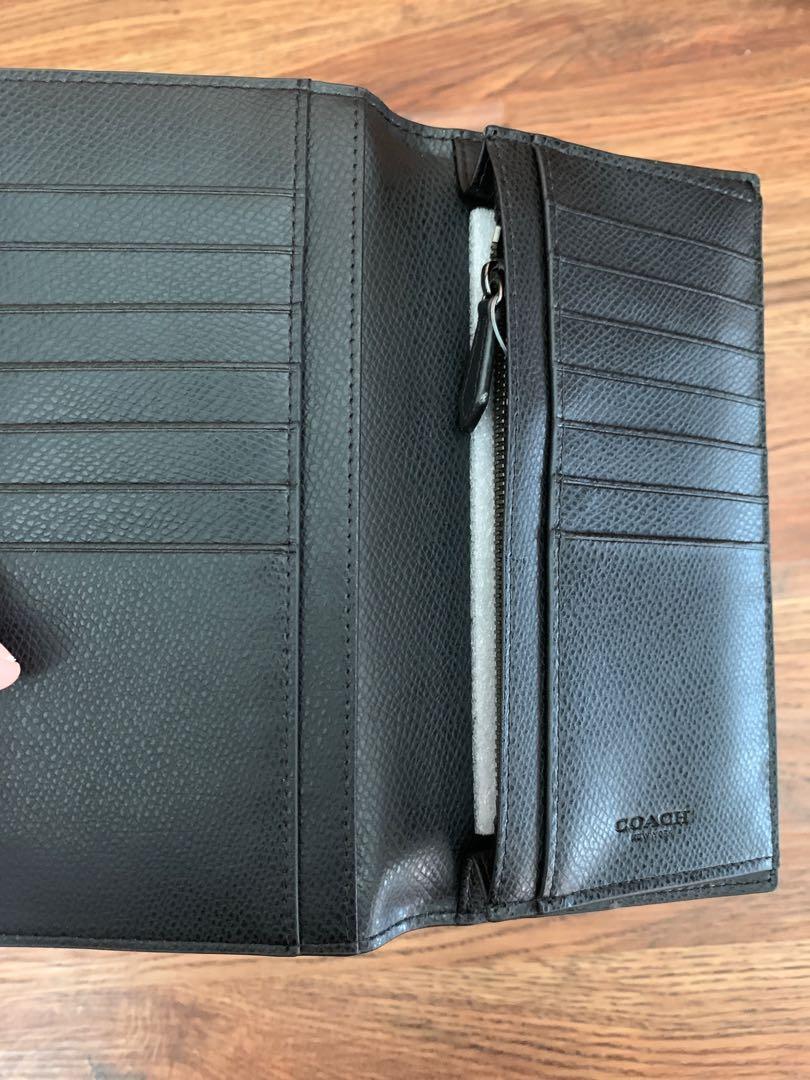 Brand New Leather Coach Men's Black Long Wallet, Luxury, Bags 