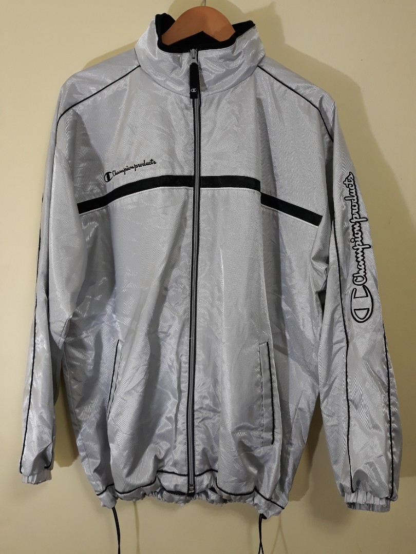 Champion windbreaker mens silver deals