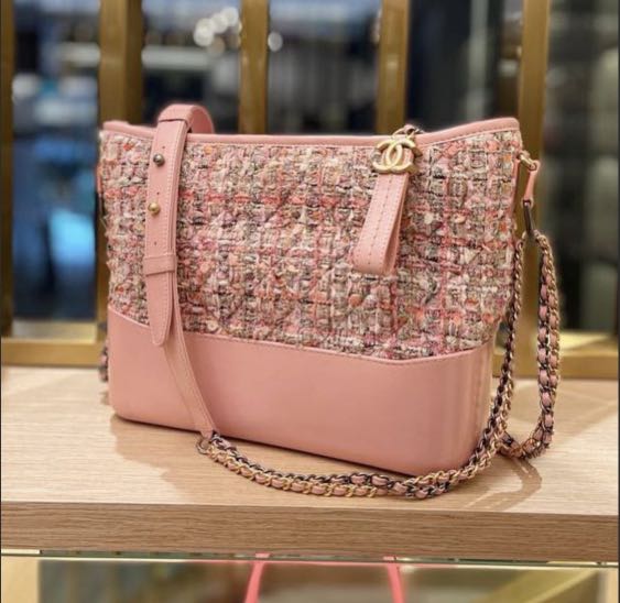 gabrielle pink tweed bag
