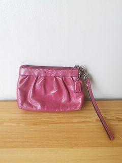 Coach patent leather pleated wristlet
