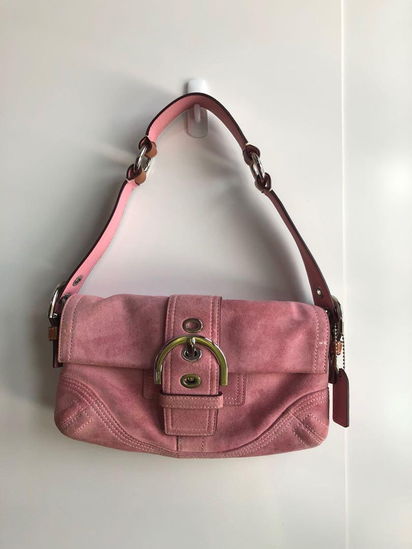 Pink suede online coach purse