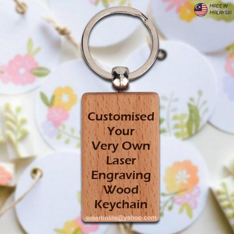 Customised Wooden Laser Encurving Keychain Souvenir Gift Wood Hadiah Design Craft Others On Carousell