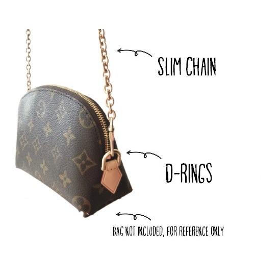 D-rings LV Cosmetic Pouch . Convert to Sling bag . Detachable Chain Sling  Shoulder Strap, Luxury, Accessories on Carousell