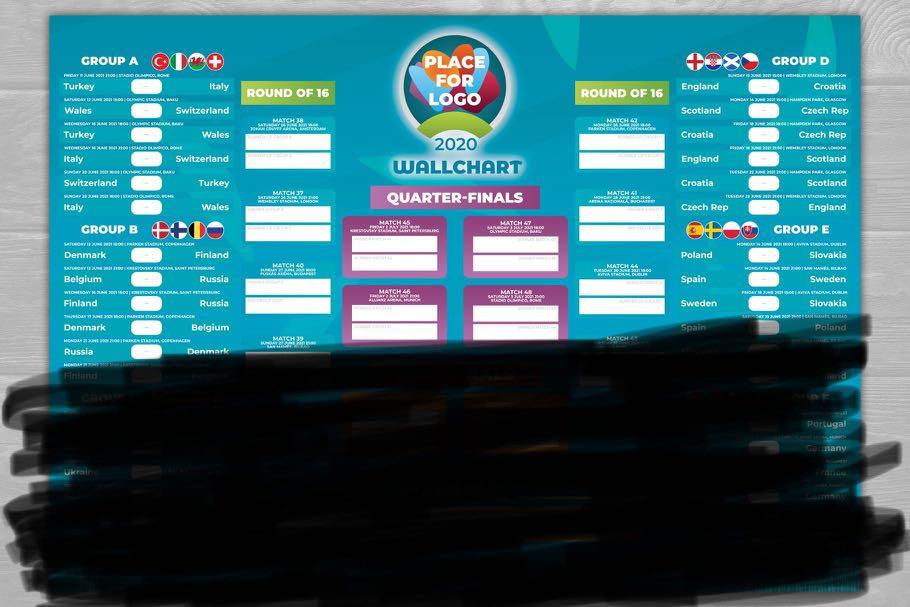Euro 2020 wall chart A3, Hobbies & Toys, Stationery & Craft, Other