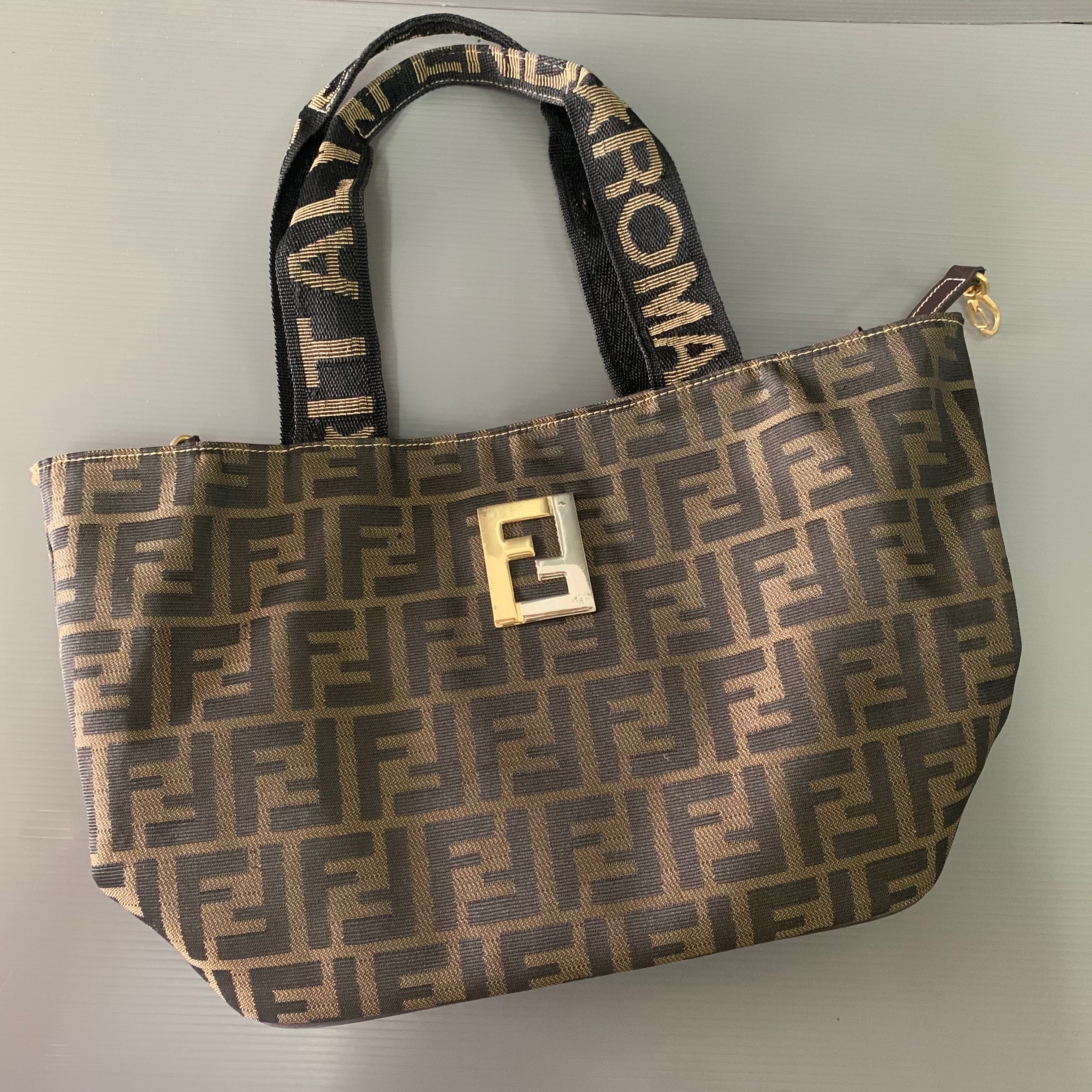 Fendi Zucca Monogram Tote Shoulder Bag