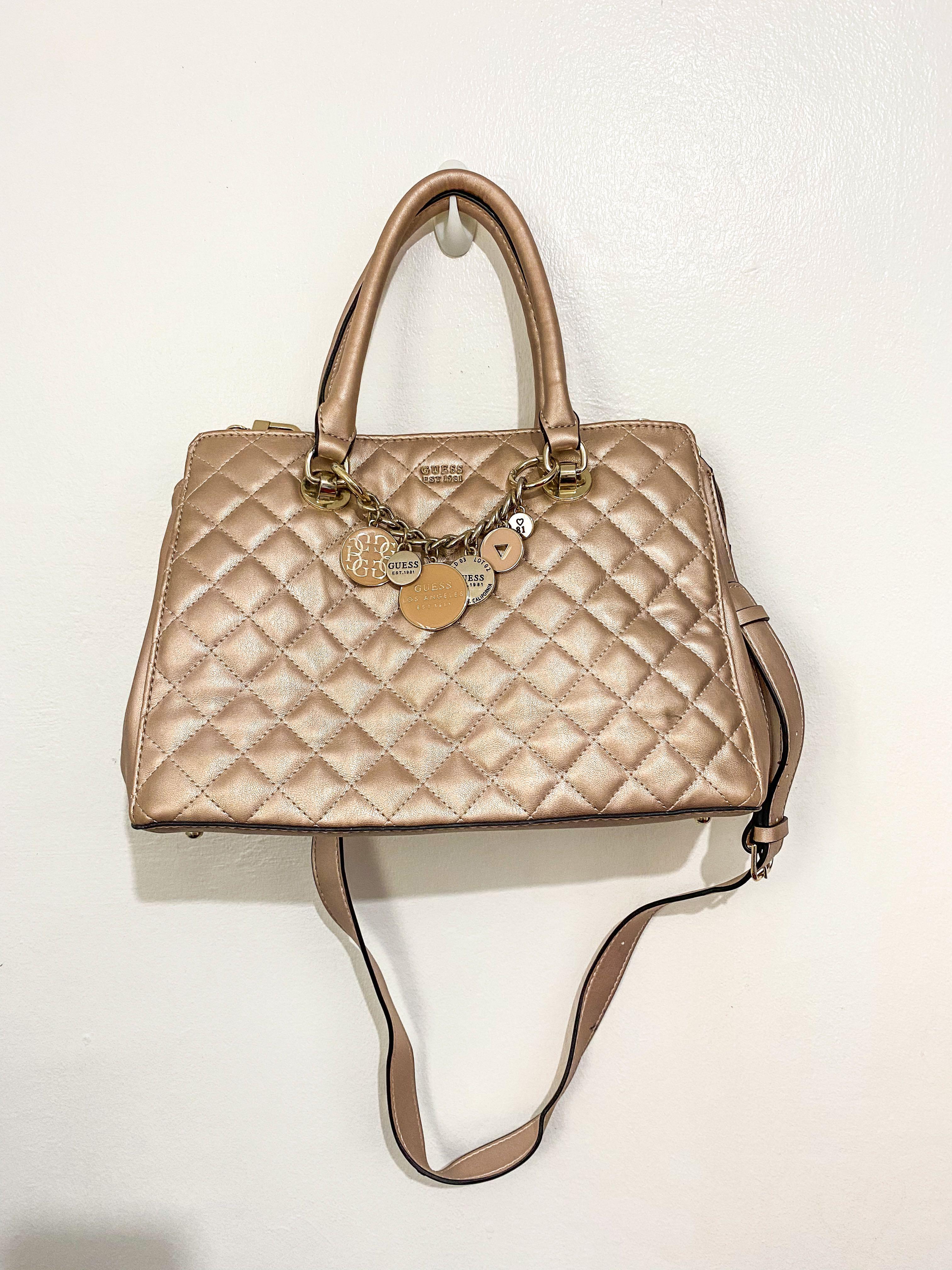 Authentic Guess quilted bag in nude pink, Women's Fashion, Bags