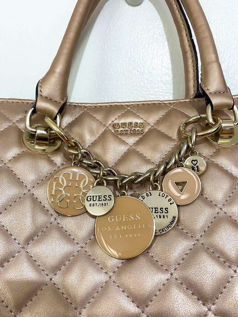 Authentic Guess quilted bag in nude pink, Women's Fashion, Bags