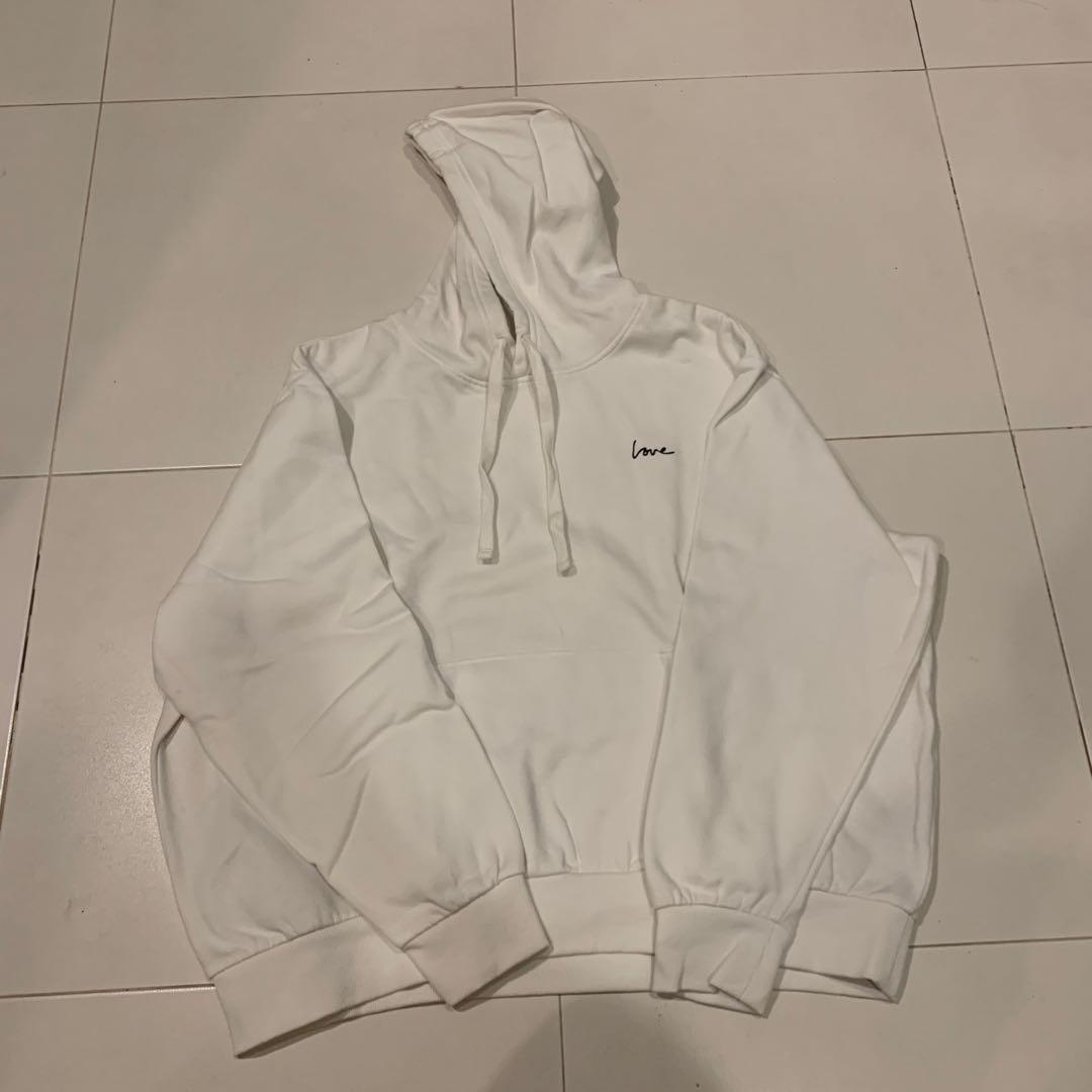 H&m white love hoodie clearance