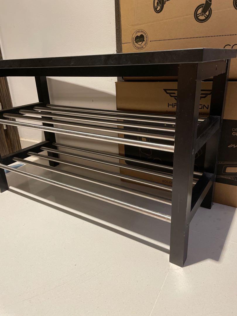 Ikea TJUSIG Bench with shoe storage, black108x50 cm, Furniture & Home