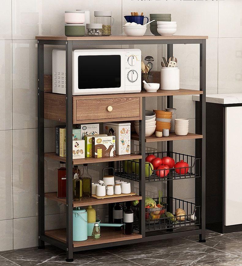 Kitchen Rack Microwave Oven Shelf with Drawer Kitchen Shelf ...