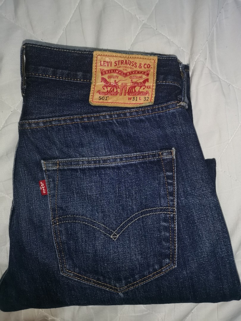 Levis 501 Leather Patch Jeans, Men's Fashion, Bottoms, Jeans on Carousell