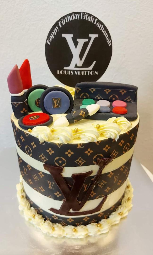 Louis Vuitton Inspired Birthday Cake with Edible image. Size : 6