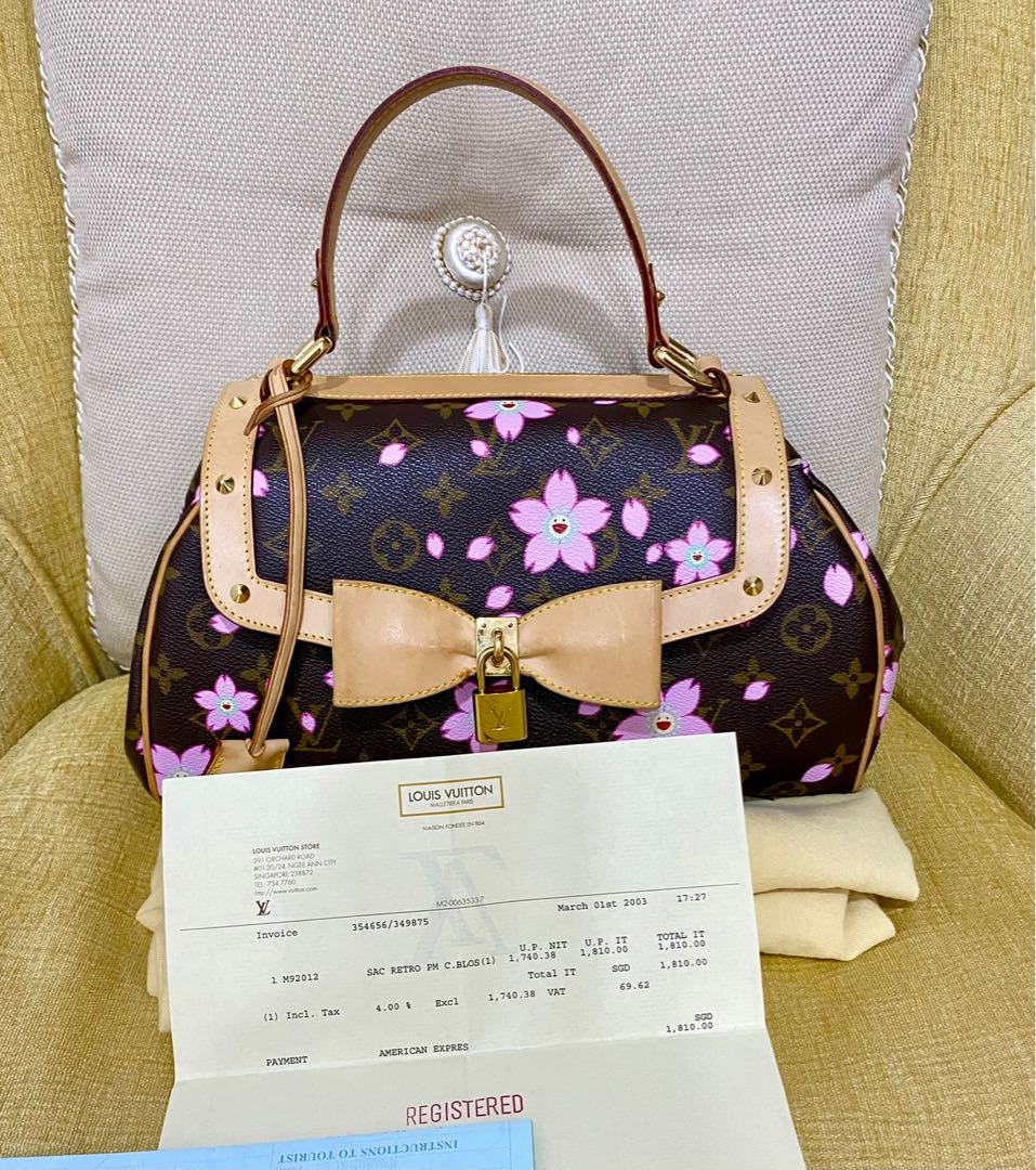Auth Louis Vuitton Monogram Cherry Blossom Sac Retro PM M92012  7E120300m"