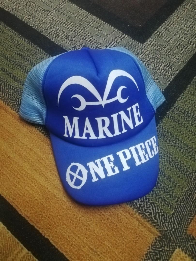 One Piece Marine Trucker Snapback Cap Men S Fashion Watches Accessories Cap Hats On Carousell
