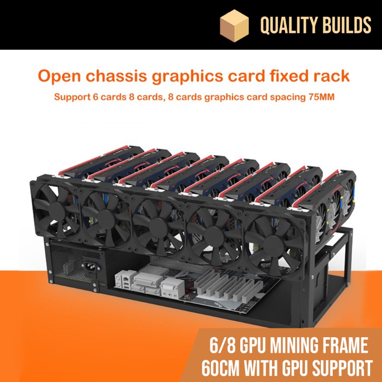 Crypto Coin Currency Aluminum Open Air Mining Rig Frame Case 6/7/8 GPU ETH BTC 